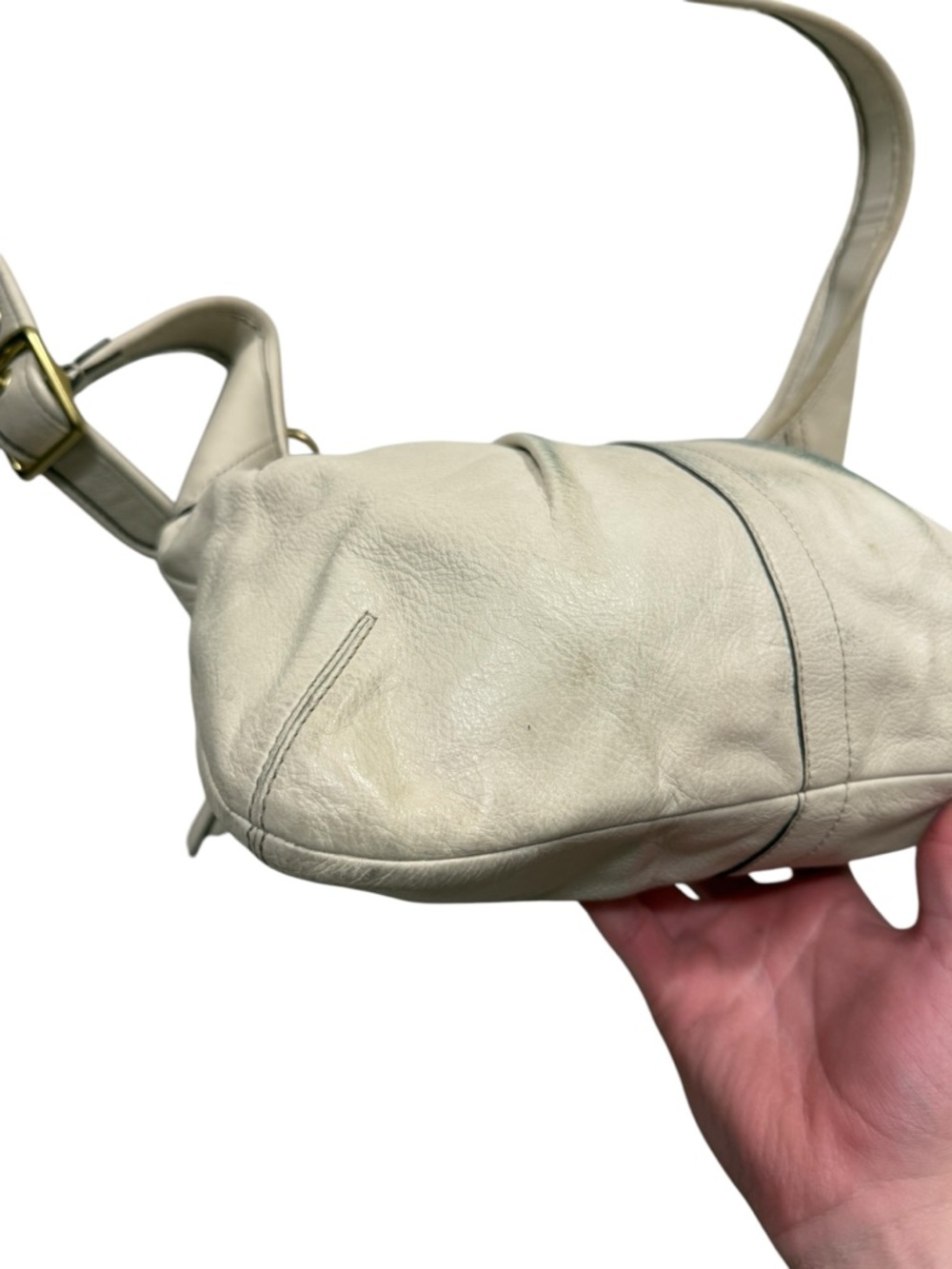 Vintage Coach Ergo Cream White Leather Crossbody Adjustable Bag Y2K Luxury - Picture 8 of 11